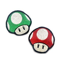 Parches Bordados "COMBO" 1up + Power Up - 6cm. - Mario Bros