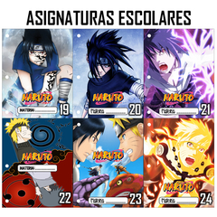 Pack 6u. Separadores Materias - Caratulas Escolares - Naruto Pack 4