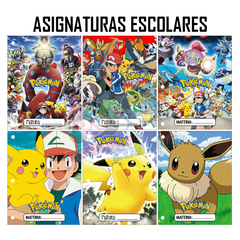 Pack 6u. Separadores Materias - Caratulas Escolares - Pokemon