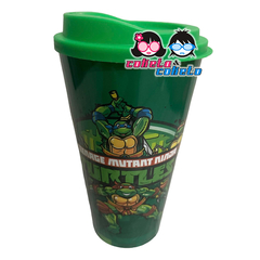 Vaso Plastico con Tapa Tortugas Ninja TMNT Licencia Oficial