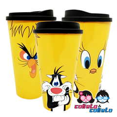 Vaso Plastico con tapa - Silvestre y Tweety Piolin - Licencia Oficial