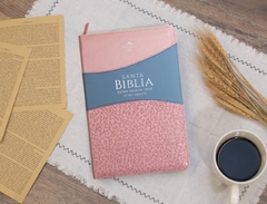 Biblia /RVR6065czti/ Letra Grande PJR Clásica Bitono Rosa/Azul Índice Cierre