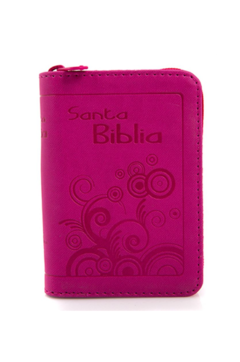 Biblia mini Fucsia con cierre y canto plateado RVR 1960 - El Maestro Tejedor