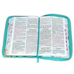 Biblia RVR1960 Letra Gigante Mariposas Turquesa Indice Cierre Canto Pintado - comprar online