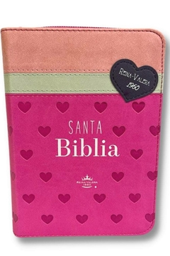 Biblia Primor Blanco Rosa con corazones RVR 1960