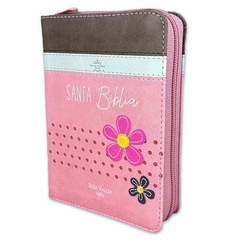 Biblia Primor Café Beige Rosa con flores RVR 1960