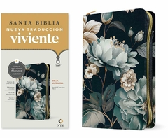 Biblia Ultrafina NTV Ziper Azul Flores