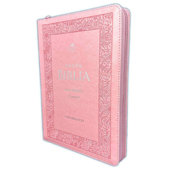 Biblia Letra Gigante Rosa Con Flores Indice Cierre Canto Plateado RVR 1960