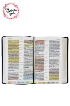 Biblia De Estudio Arco Iris Piel Fabricada Negra - tienda online