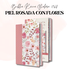 Biblia Piel Rosada Con Flores Tamaño Manual con Separador RVR en internet