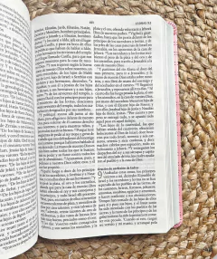 Biblia Piel Rosada Con Flores Tamaño Manual con Separador RVR - comprar online