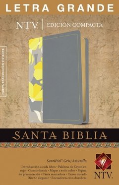 Biblia Ntv Compacta Letra Grande Gris Y Amarillo - comprar online