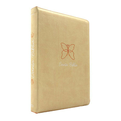 Biblia NTV Edicion De Referencia Letra Grande Ziper Beige Con Mariposa