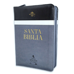 Biblia con Cierre Compacta 10 puntos RV1960 imitación piel tricolor negro/blanco/gris