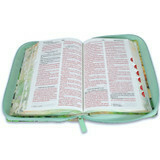 Biblia con Cierre Compacta 10 puntos RV1960 imit piel primavera floral verde con índice y canto floral - El Maestro Tejedor