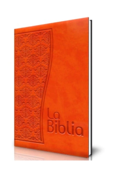 Biblia flexible naranja con cierre