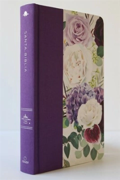 Biblia RVR60 Letra Grande Tamaño Manual Tapa Dura - Tela Morada Con Flores en internet