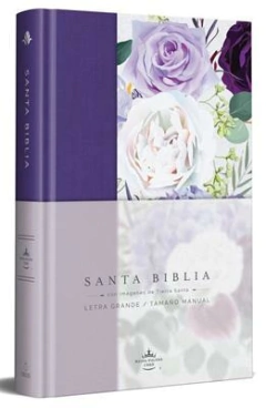 Biblia RVR60 Letra Grande Tamaño Manual Tapa Dura - Tela Morada Con Flores