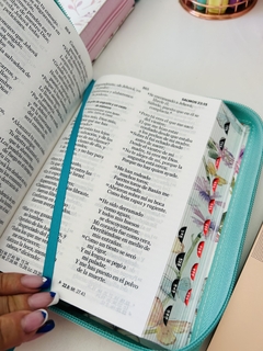 Biblia letra grande RVR Mariposas turquesa - El Maestro Tejedor