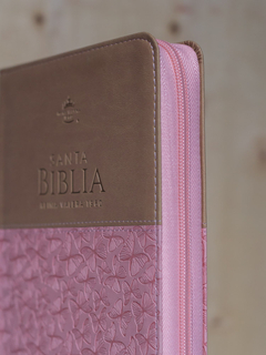 Biblia RV60 Rosa Cafe mariposas, canto plateado cierre - tienda online