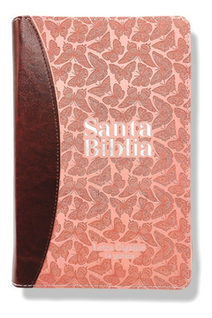 Biblia RVR60 Letra Gigante Cafe Rosa Con Mariposas