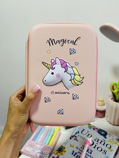 Cartuchera Unicornio Rosada con cremallera