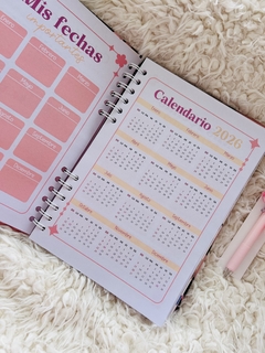 Mi agenda personal, planificadora Rosa con flores - tienda online