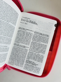Biblia Bifloral Rosa duotono Imitación Piel, con cierre e Índice RVR 1960 - tienda online