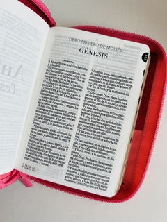 Biblia Bifloral Rosa duotono Imitación Piel, con cierre e Índice RVR 1960
