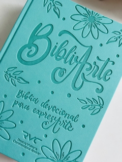 Biblia Devocional Arte turquesa con canto plateado de estrellas RVR 1960 en internet