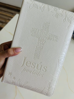 Santa Biblia de Promesas, Jesús Para Todos, Letra Grande, con cierre, Marfil Reina Valera 1960