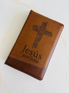Santa Biblia de Promesas Jesús Para Todos, Piel especial con cierre, Café - tienda online