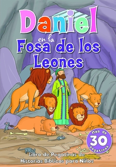 Daniel en la fosa de los leones, libro de pegatinas historias bíblicas para niños