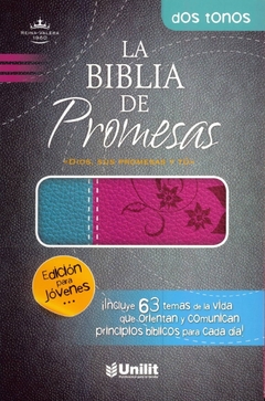 Biblia de promesas edición para jóvenes dúo tono fucsia azul