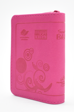 Biblia mini Fucsia con cierre y canto plateado RVR 1960 - tienda online