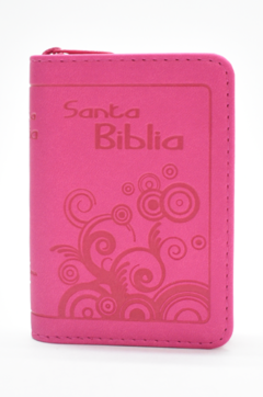 Imagen de Biblia mini Fucsia con cierre y canto plateado RVR 1960