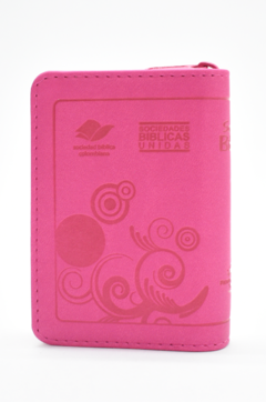 Biblia mini Fucsia con cierre y canto plateado RVR 1960