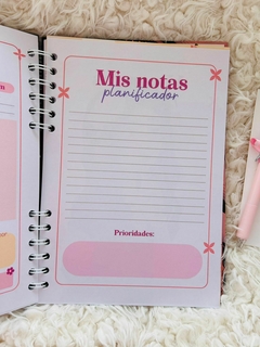 Mi agenda personal, planificadora Rosa con flores - tienda online