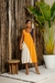 Vestido Feminino em Malha Viscolycra Premium Francesca Marinho/Mostarda/Off
