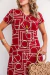 Vestido Feminino em Malha Viscolycra Premium Eva Geometrico Vermelho