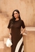 Vestido Feminino em Malha Viscolycra Premium Maitê Café com manga - loja online