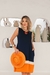 Imagem do Vestido Feminino em Malha Viscolycra Premium Melissa marinho/laranja