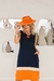 Vestido Feminino em Malha Viscolycra Premium Melissa marinho/laranja - comprar online