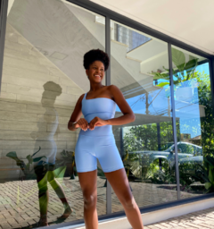 SHORTS COMFY - AZUL LIGHT CANELADO
