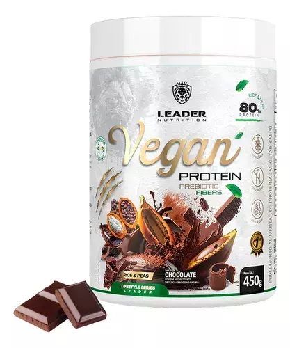 Vegan Protein Proteína Vegana Zero Açúcar Sem Lactose Leader Nutrition 450g