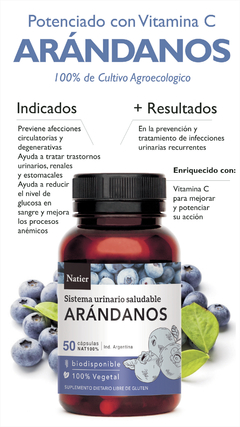 Pack X3 Arándanos Concentrado Trastornos urinarios renales Natier 50 Capsulas en internet