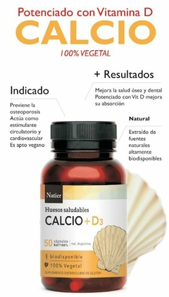 Calcio + Vitamina D3 Osteoporosis salud ósea Natier 50 capsulas en internet