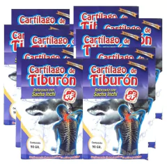 Pack X10 Cartílago De Tiburón con Omega 3, En Polvo, Peruano, Alivia la Artritis