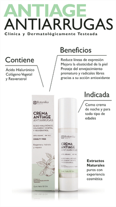 Crema Antiage Antiarrugas Revierte, suaviza y previene líneas de expresión Botanika 50gr - comprar online
