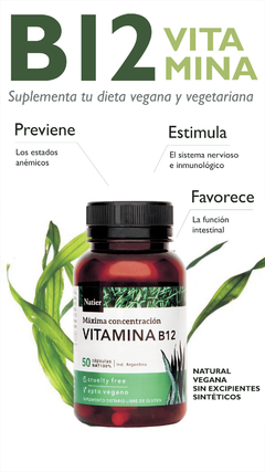 Vitamina B12 Máxima Concentración Natier Veganos Vegetarianos 50 capsulas en internet